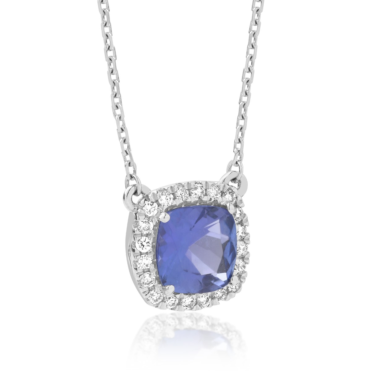 18K white gold pendant necklace with tanzanite of 1.56ct and diamonds of 0.14ct