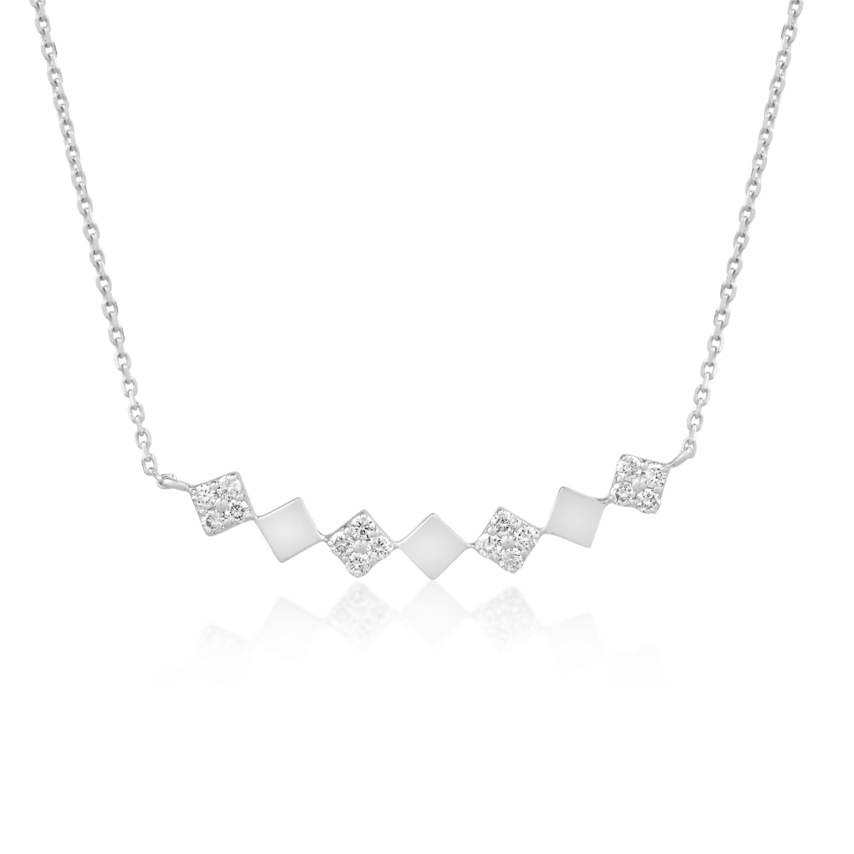 Colier cu forme geometrice din aur alb de 18K cu diamante de 0.163ct image0