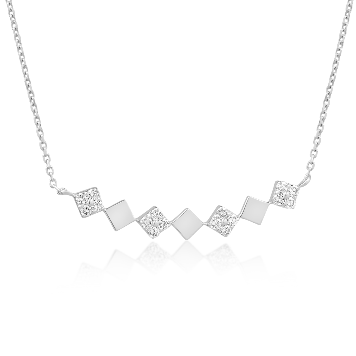 Colier cu forme geometrice din aur alb de 18K cu diamante de 0.163ct image1