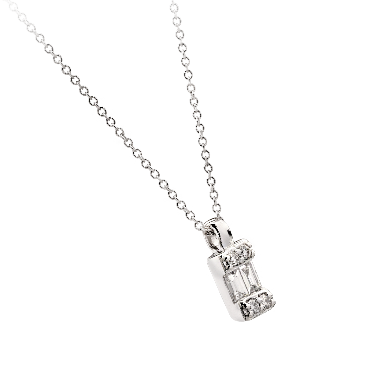 18K white gold pendant necklace with 0.083ct diamonds