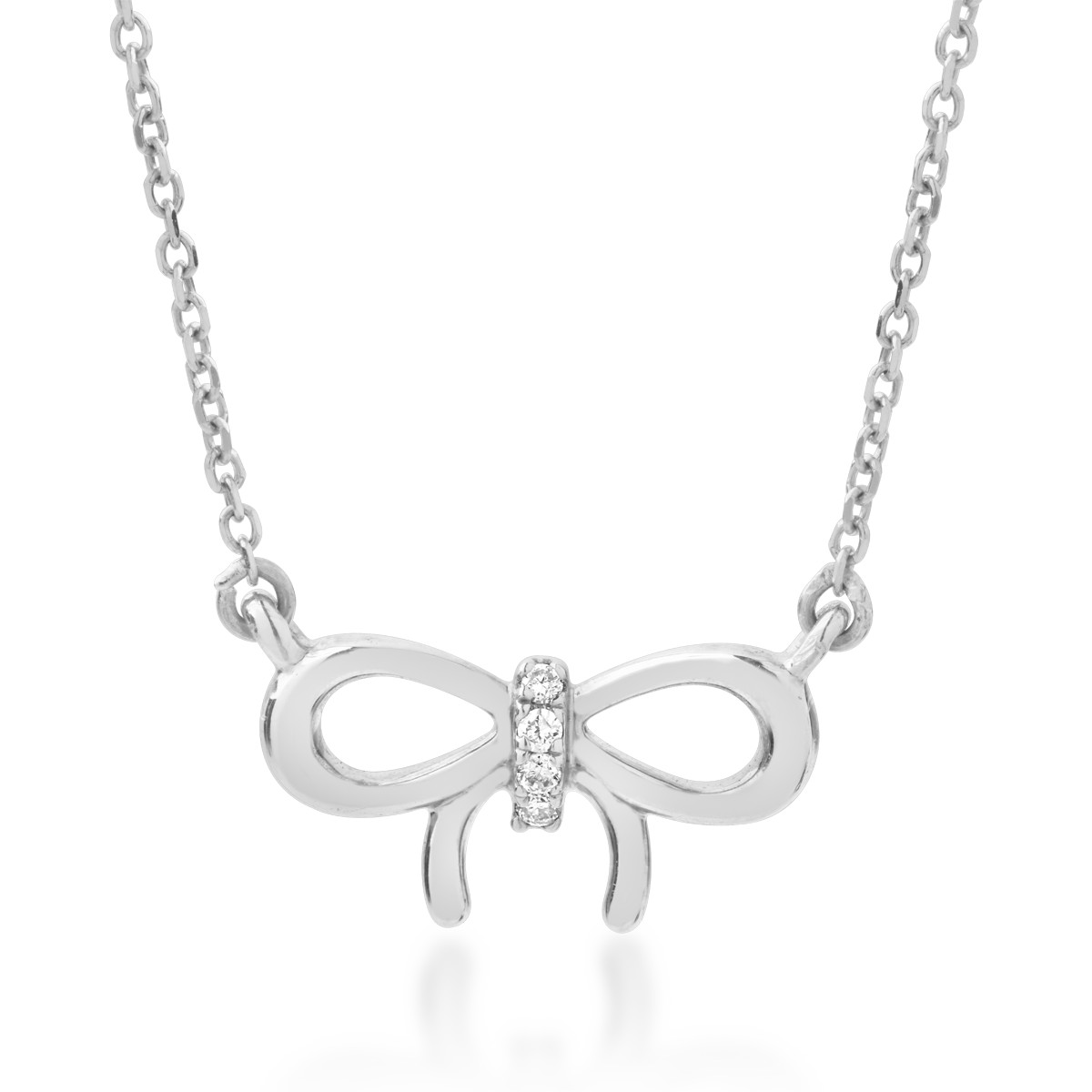 18K white gold knot pendant necklace with 0.01ct diamonds