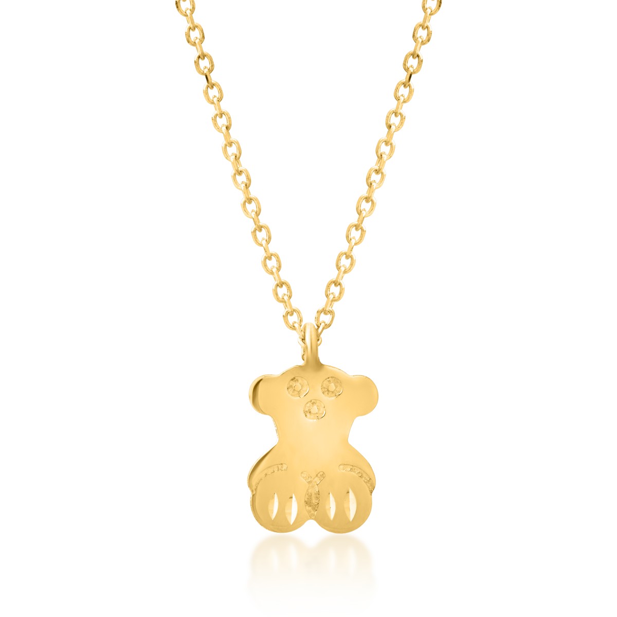 14K yellow gold teddy bear children's pendant necklace