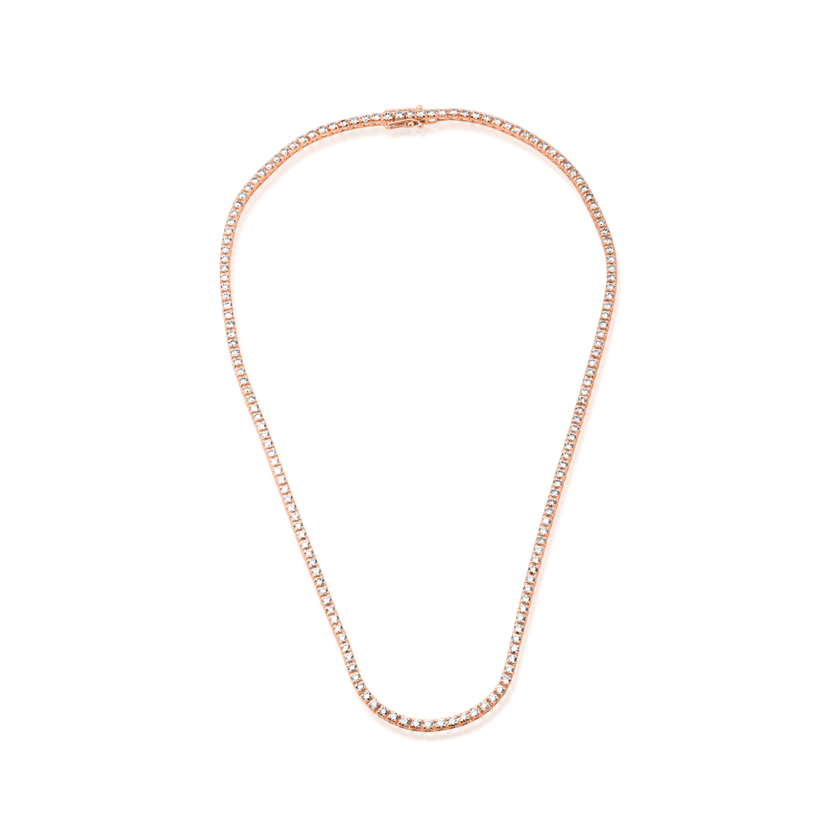 Colier tennis din aur roz de 18K cu diamante maro de 5.7ct