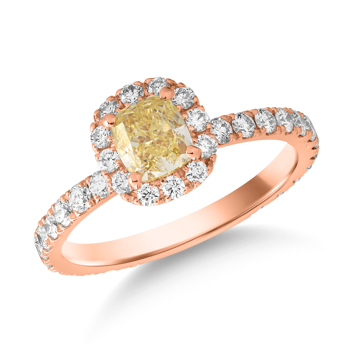 Inel din aur roz de 18K cu fancy diamond de 0.72ct si diamante de 0.82ct 0.72ct