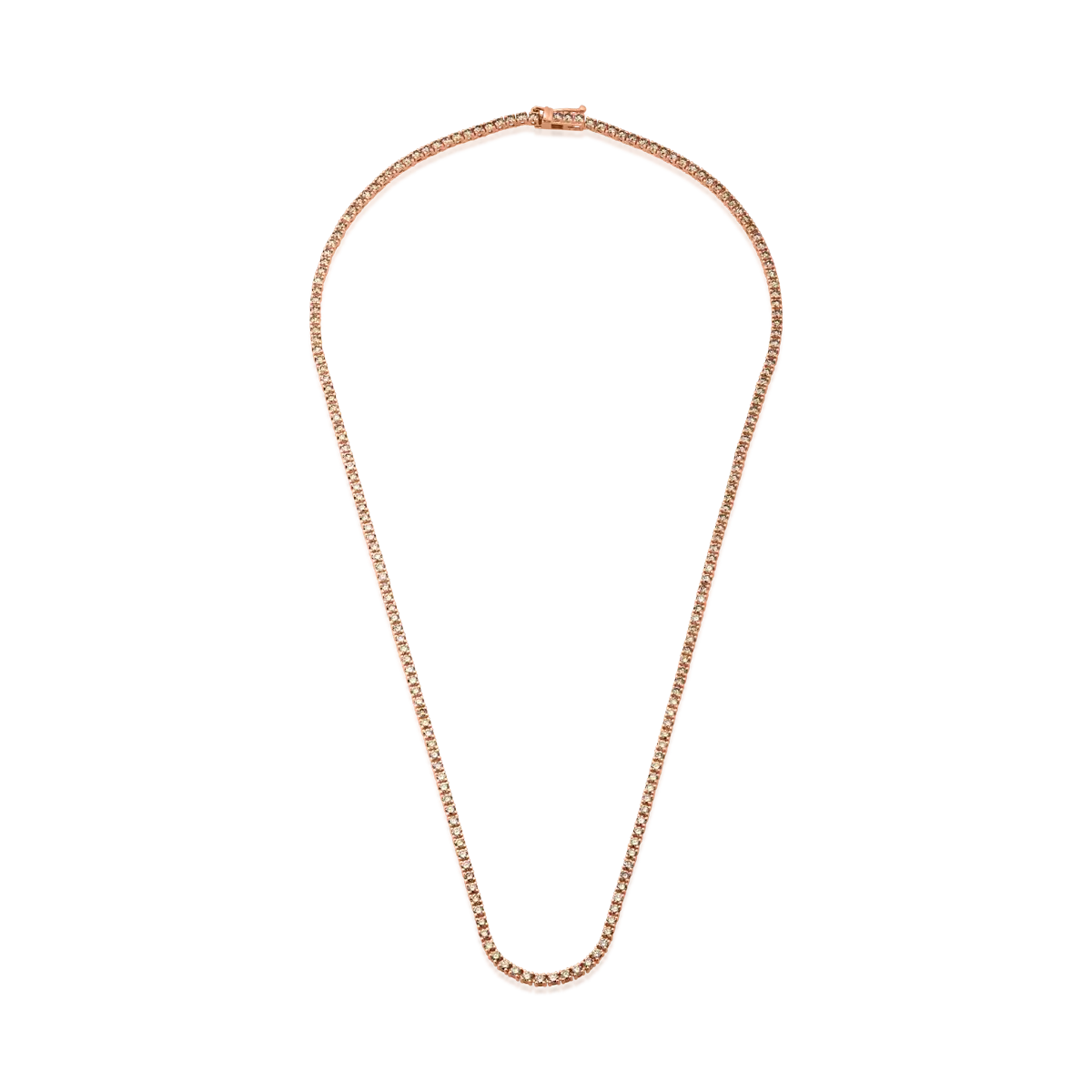 Colier tennis din aur roz de 18K cu diamante maro de 4.3ct