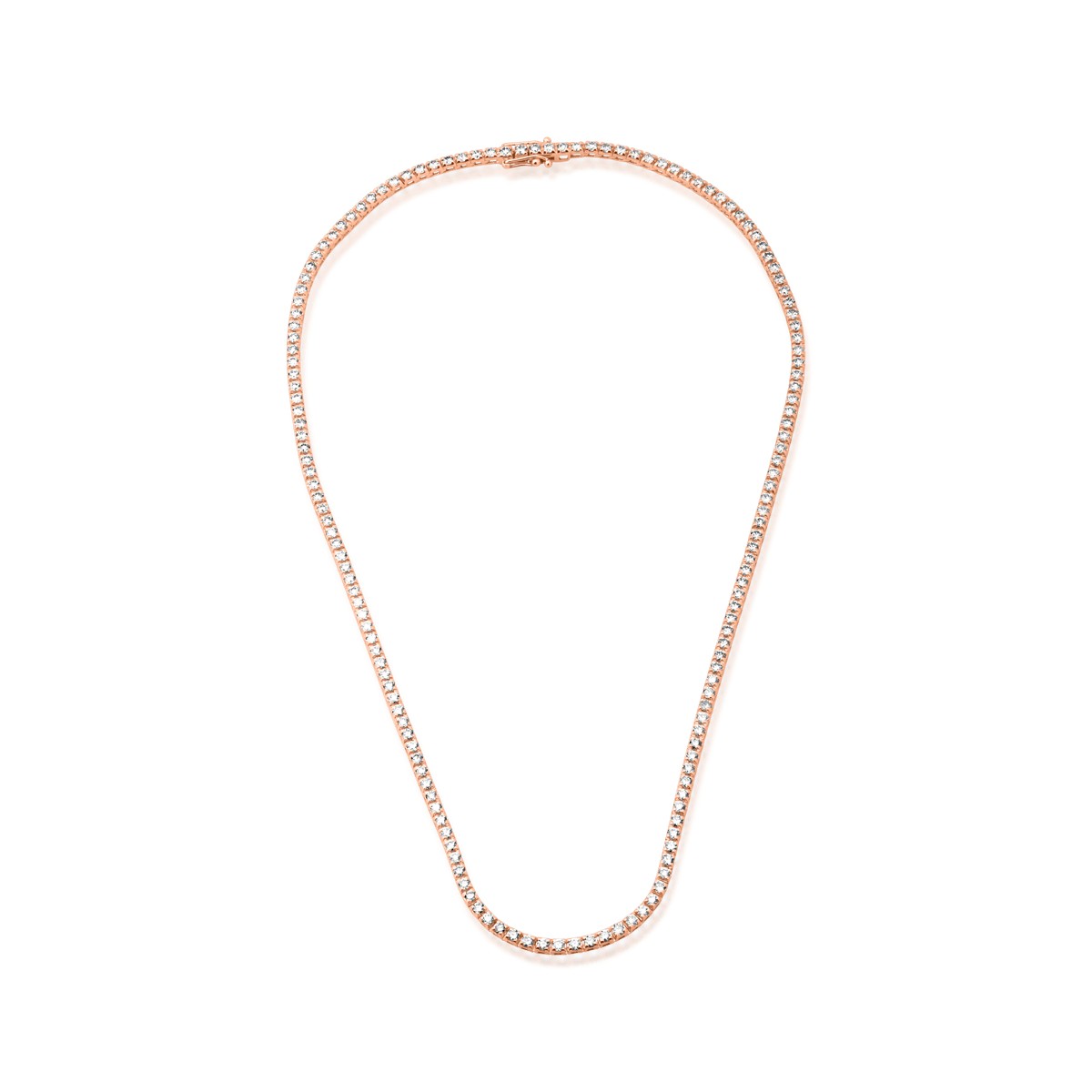 Colier tennis din aur roz de 18K cu diamante maro de 4.5ct