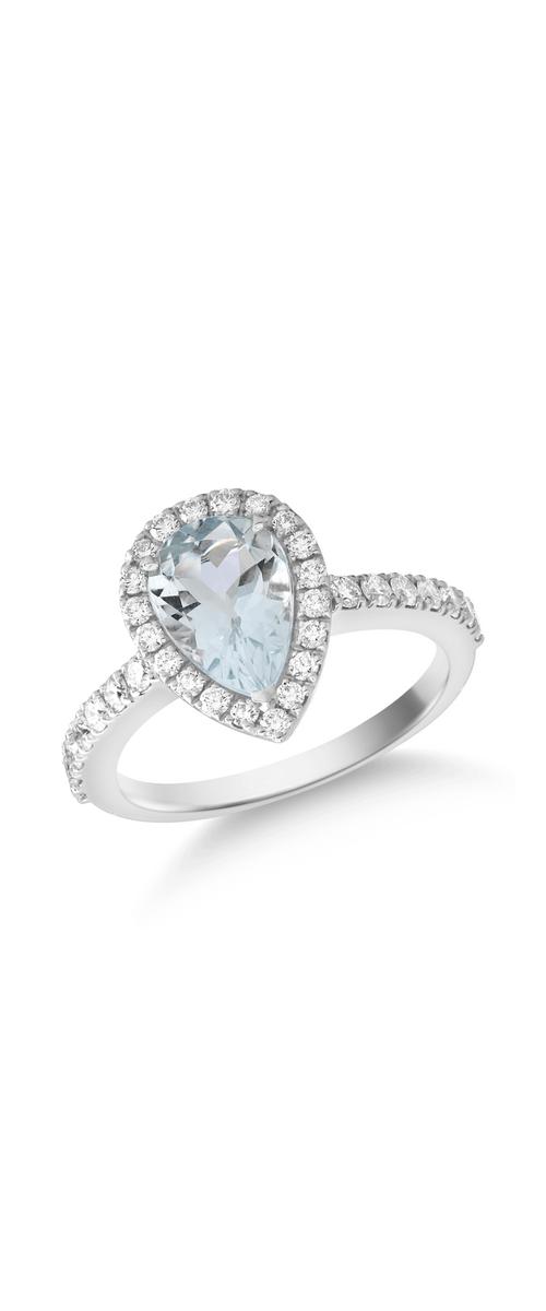 18K white gold ring with 1.63ct aquamarine and 0.59ct diamonds