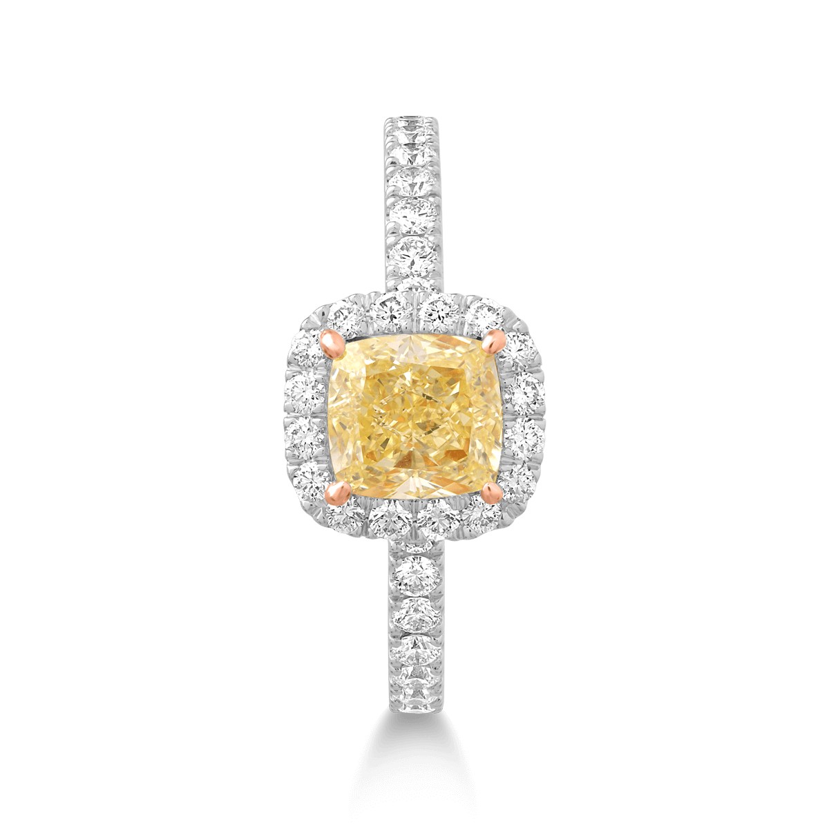 Пръстен от бяло злато 18К с fancy diamond 1гкт и диаманти от 0.64кт.