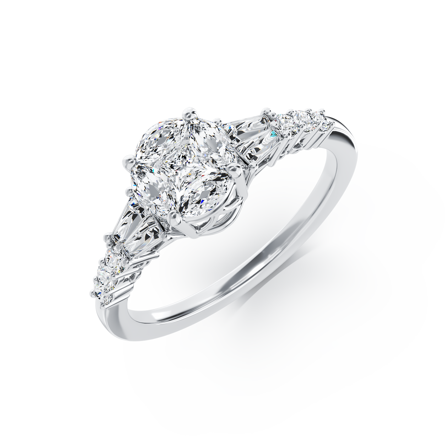 Inel de logodna din aur alb de 18K cu diamante de 0.6ct