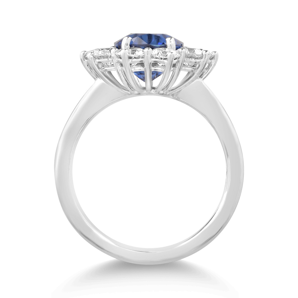 Gyűrű 18K-os fehér aranyból 3.42ct zafírral és 1.62ct gyémánttal