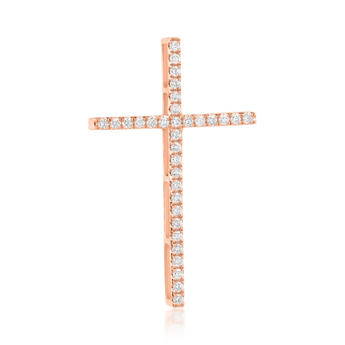 Pandantiv cruce din aur roz de 18K cu diamante de 0.227ct