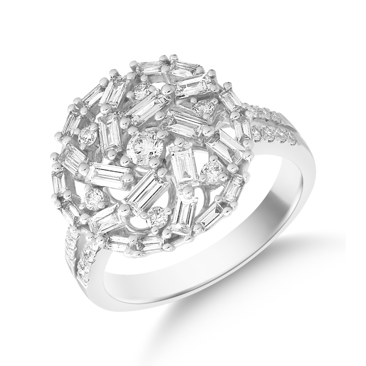 Inel din aur alb de 18K cu diamante de 1.18ct