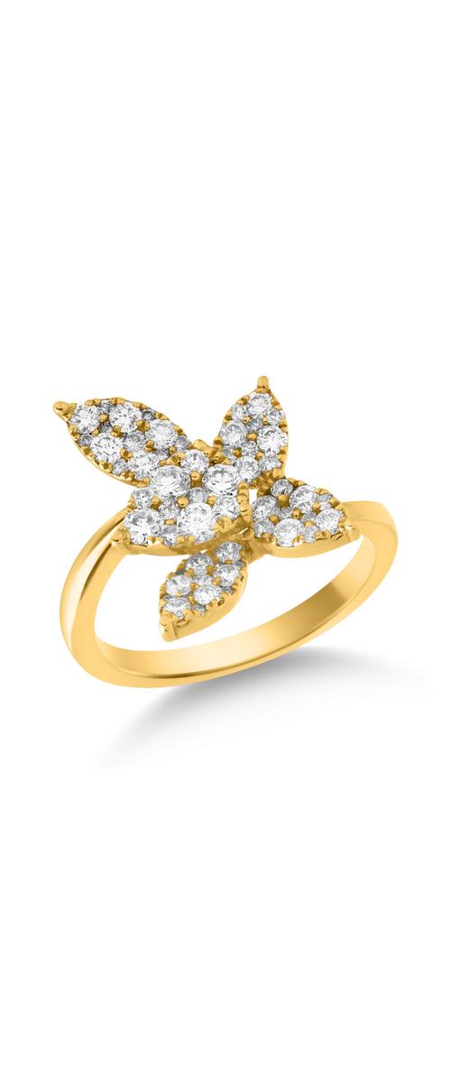 18k sárga arany gyűrű gyémántokkal 0.93ct