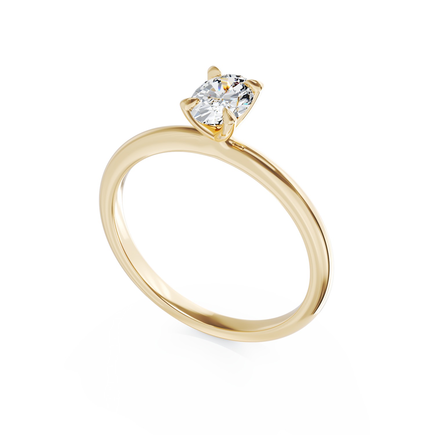 Годежен пръстен от жълто злато 18К с диамант 0.3гкт