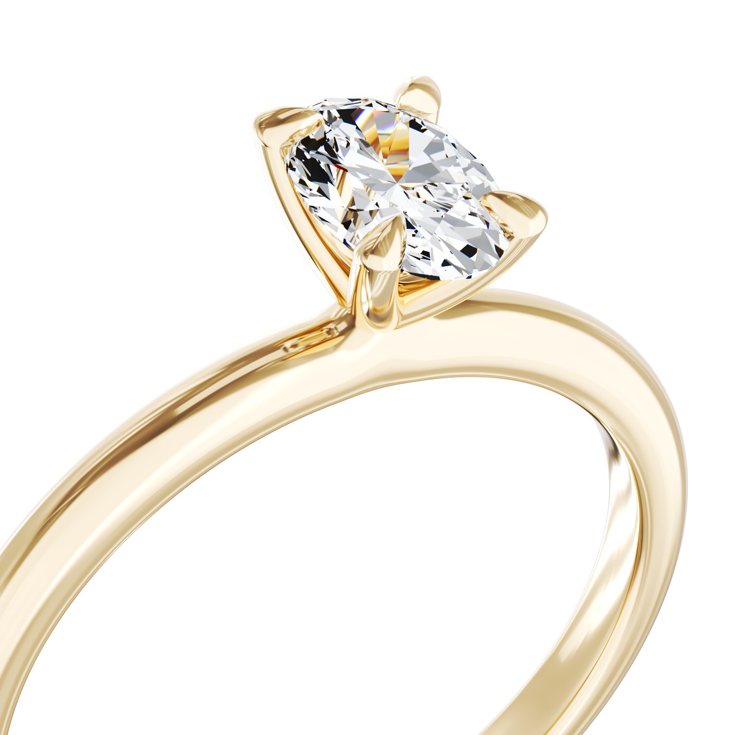 18K yellow gold engagement ring with diamond of 0.3ct