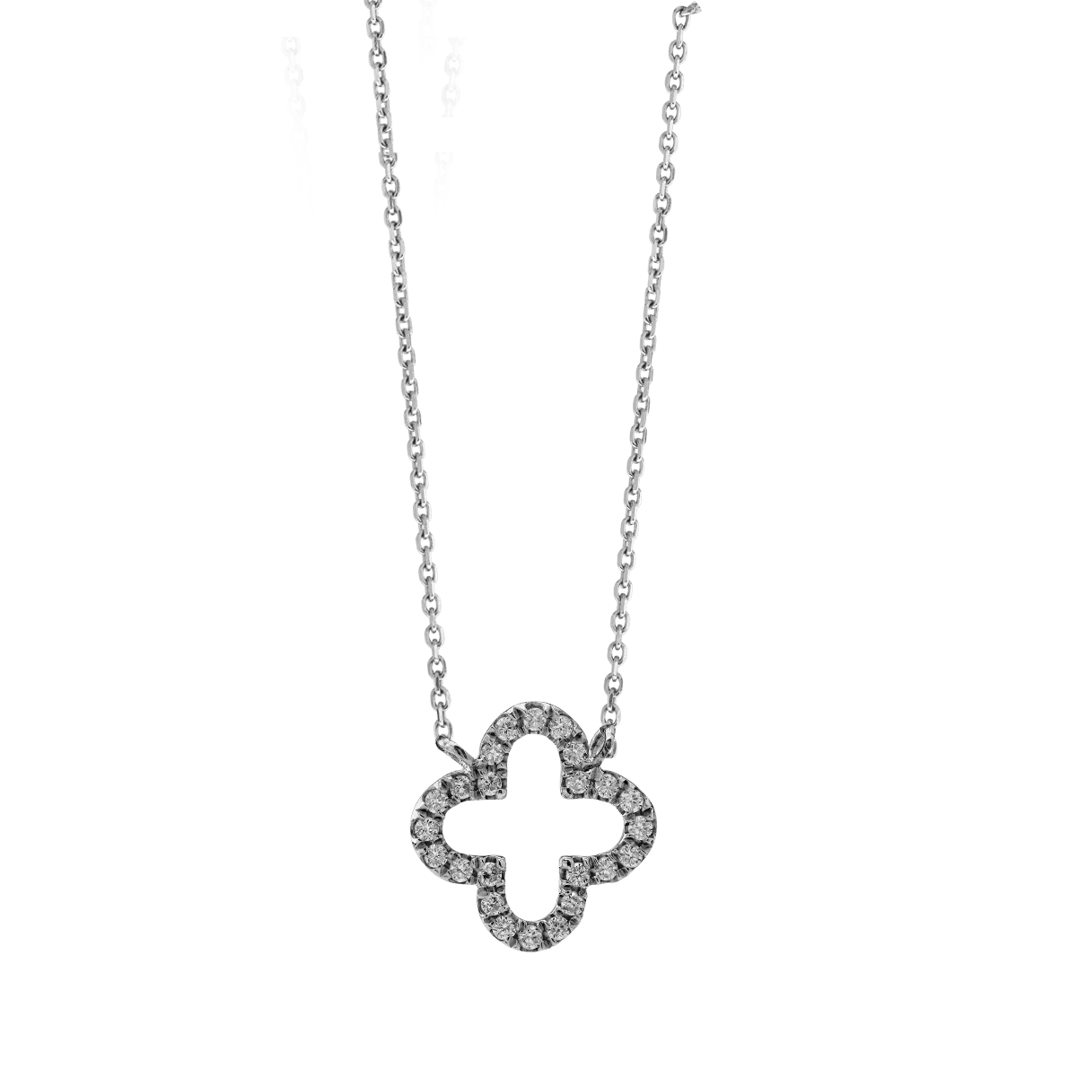 18K white gold pendant chain with 0.074ct diamonds