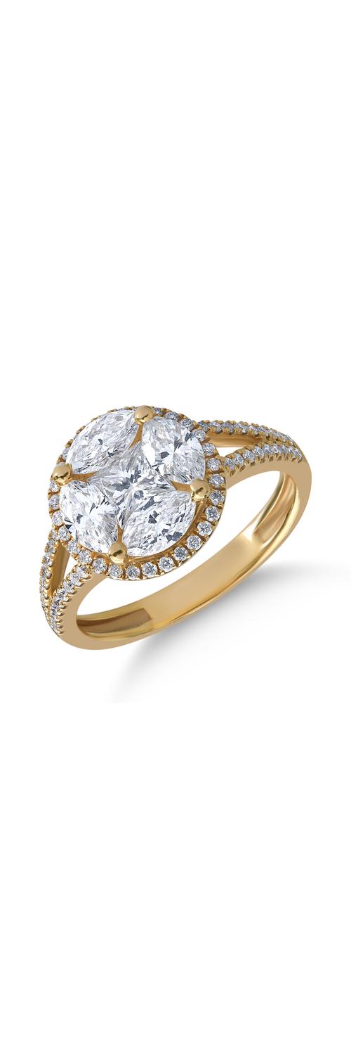 18K sárga arany gyűrű 1.76ct gyémántokkal
