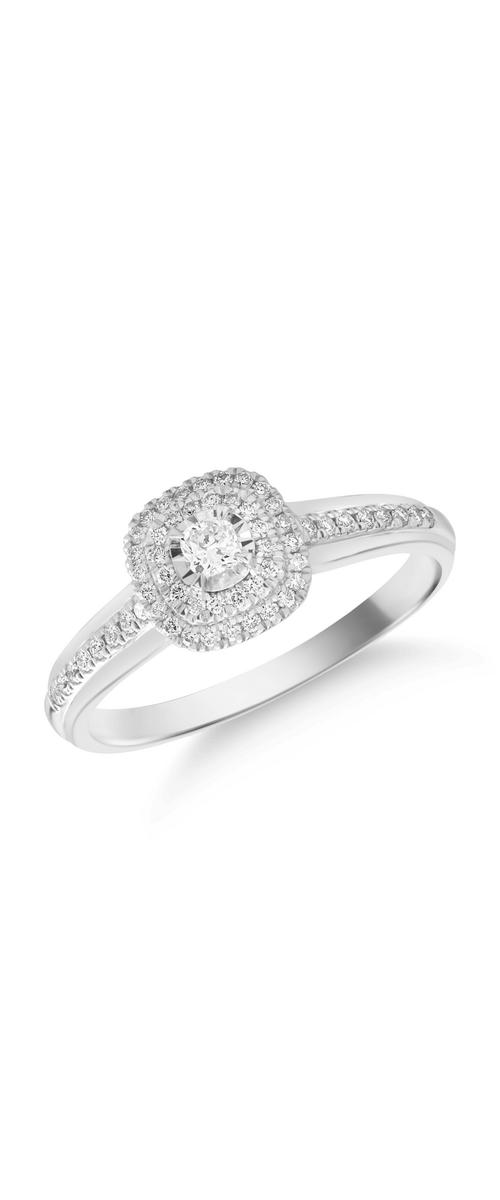 18K white gold ring with 0.09ct diamond and 0.16ct diamonds