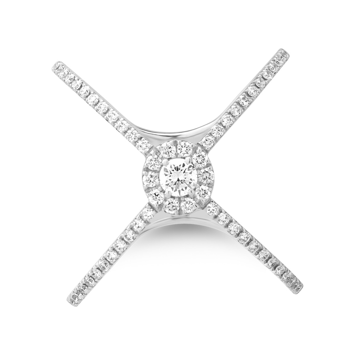 18 karátos fehérarany gyűrű 0.46 karátos gyémántokkal