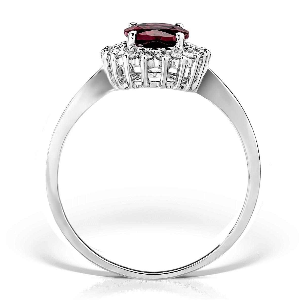 Gyűrű 14K-os fehér aranyból 1.37ct kezelt rubinnal és 0.22ct gyémánttal