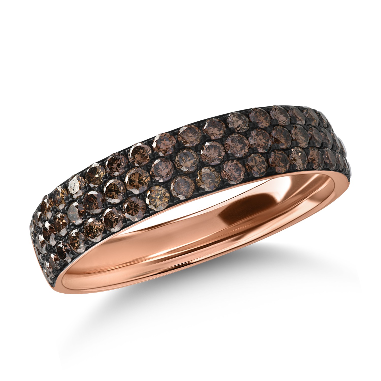 Half eternity ring in rose gold with 0.95ct brown diamonds