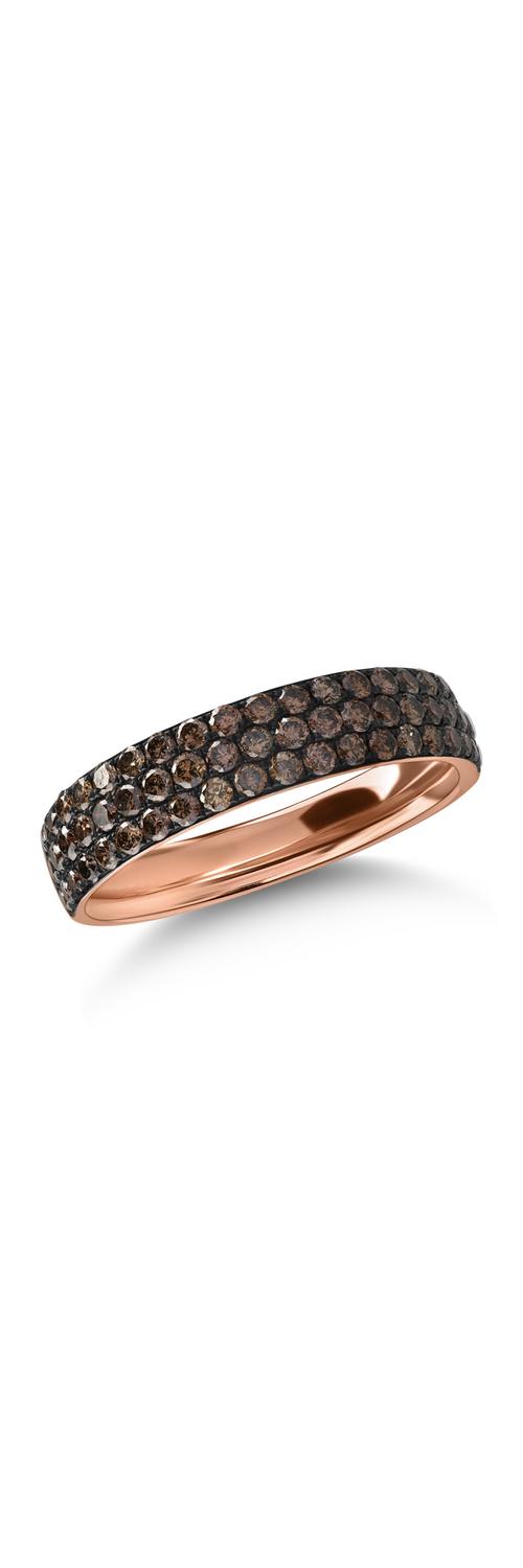 Półwieczny pierścionek z różowego złota z brązowymi diamentami o masie 0.95ct