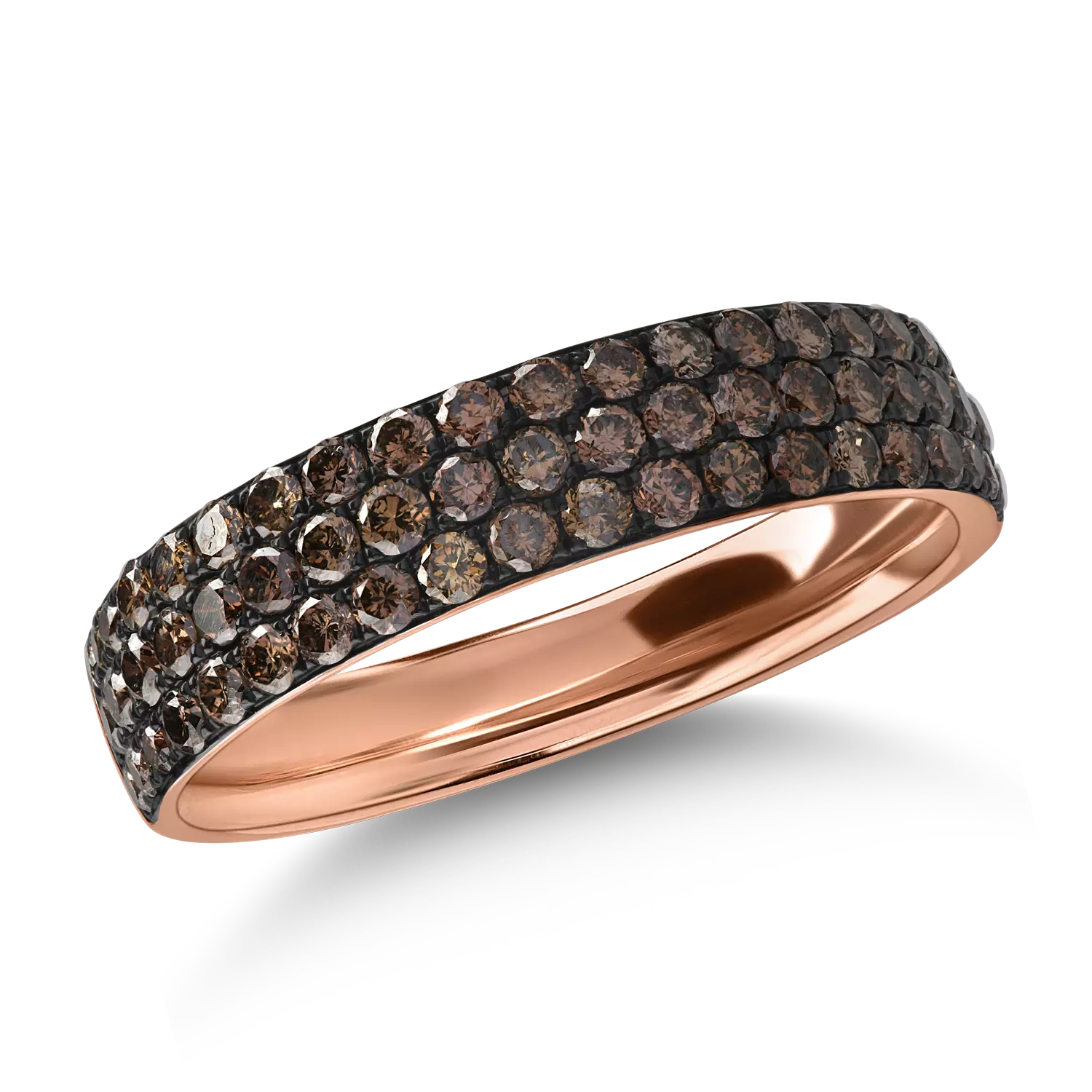 Fél örökkévalóság gyűrű rózsaszín aranyból 0.95ct barna gyémántokkal