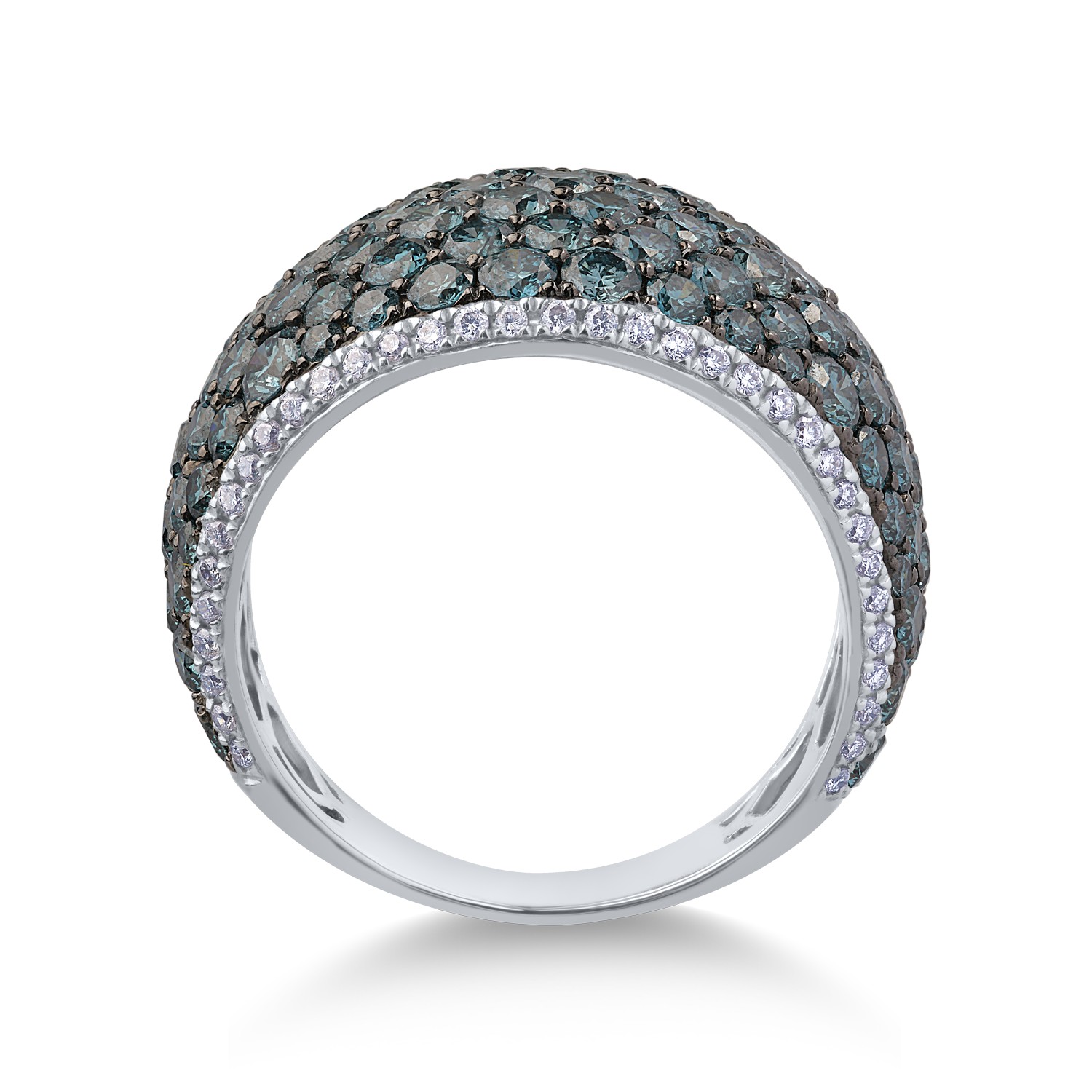 Inel din aur alb de 18K cu diamante albastre de 4.05ct si diamante transparente de 0.26ct