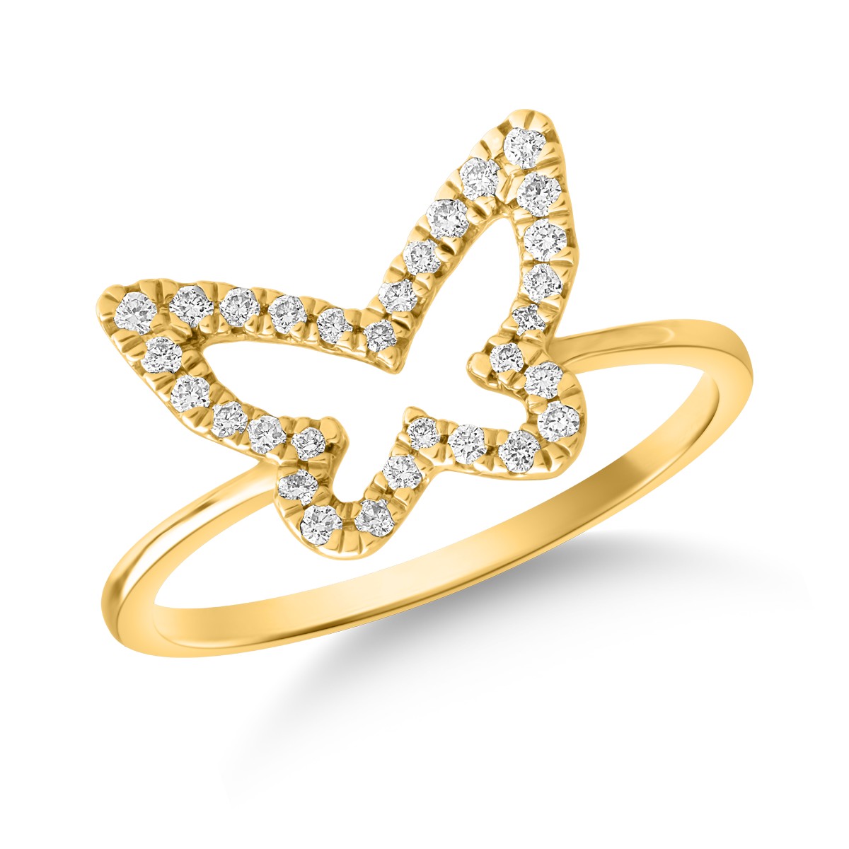 Inel fluture din aur galben de 18K cu diamante de 0.166ct