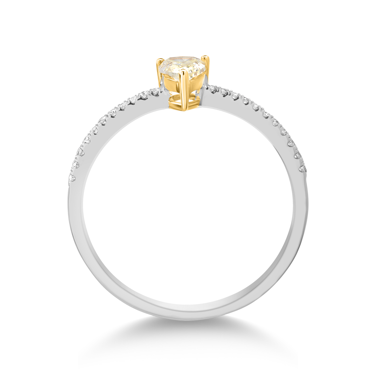 Poze Inel din aur alb de 18K cu diamant maro de 0.4ct si diamante de 0.09ct