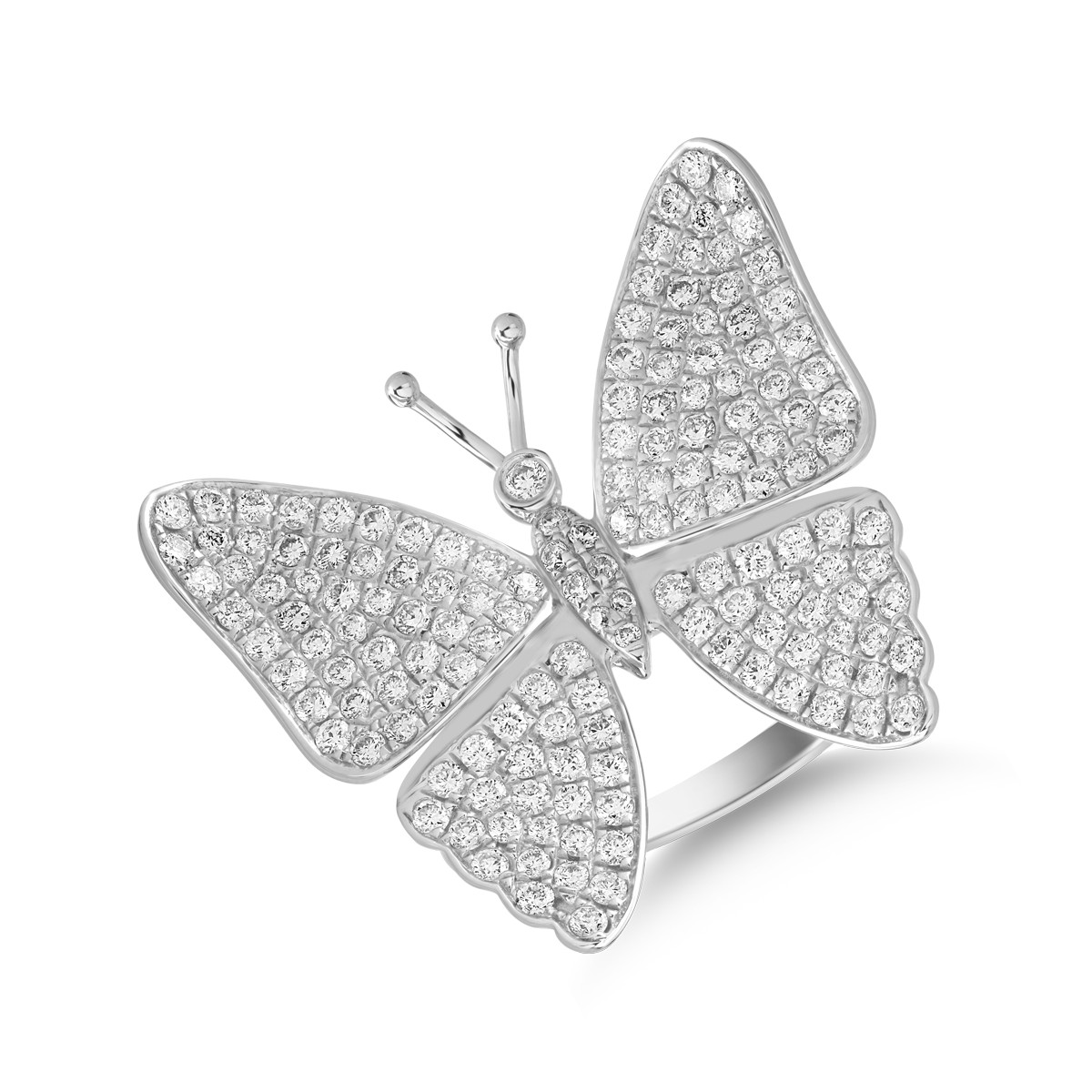18K fehérarany pillangógyűrű 1.4ct gyémántokkal