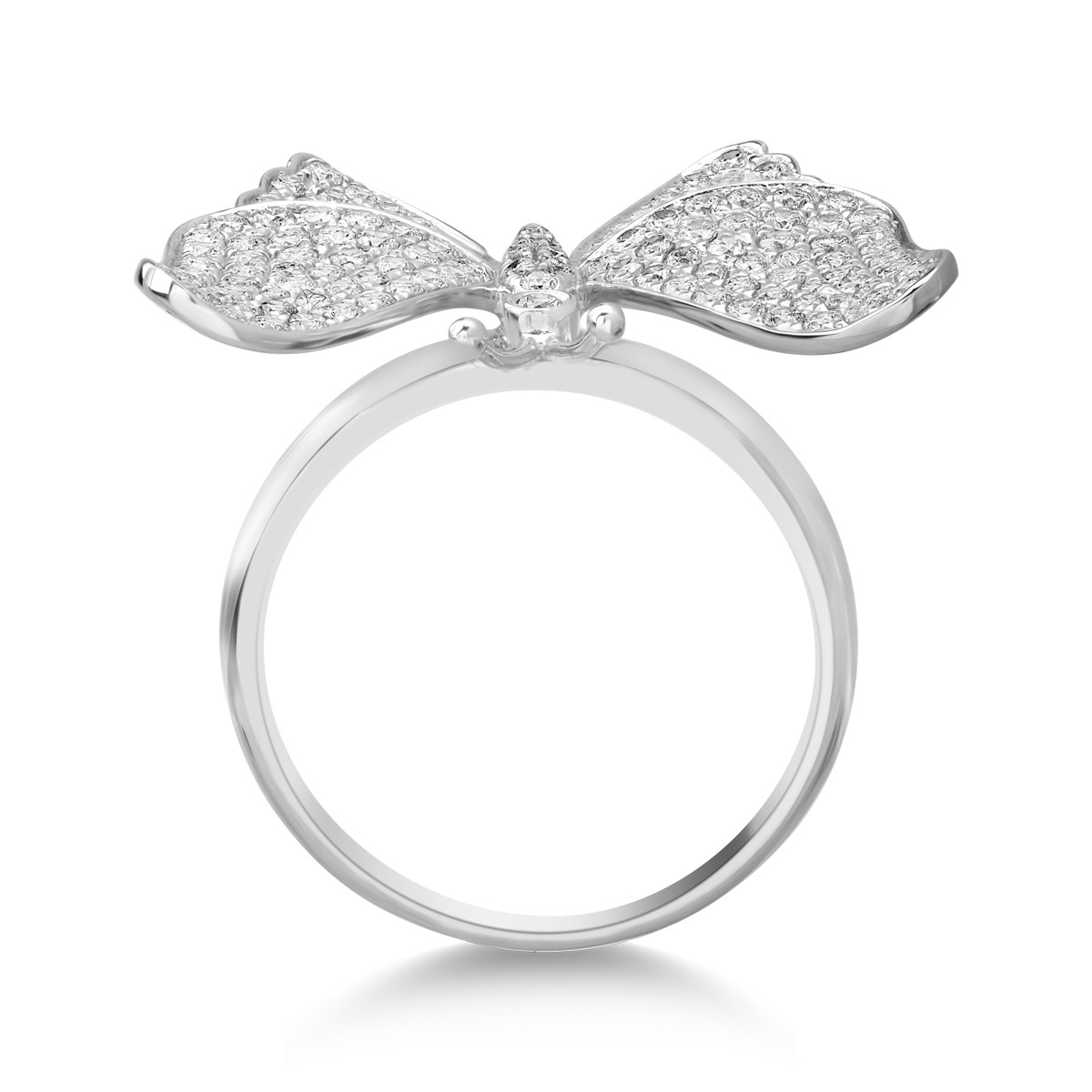 18K fehérarany pillangógyűrű 1.4ct gyémántokkal