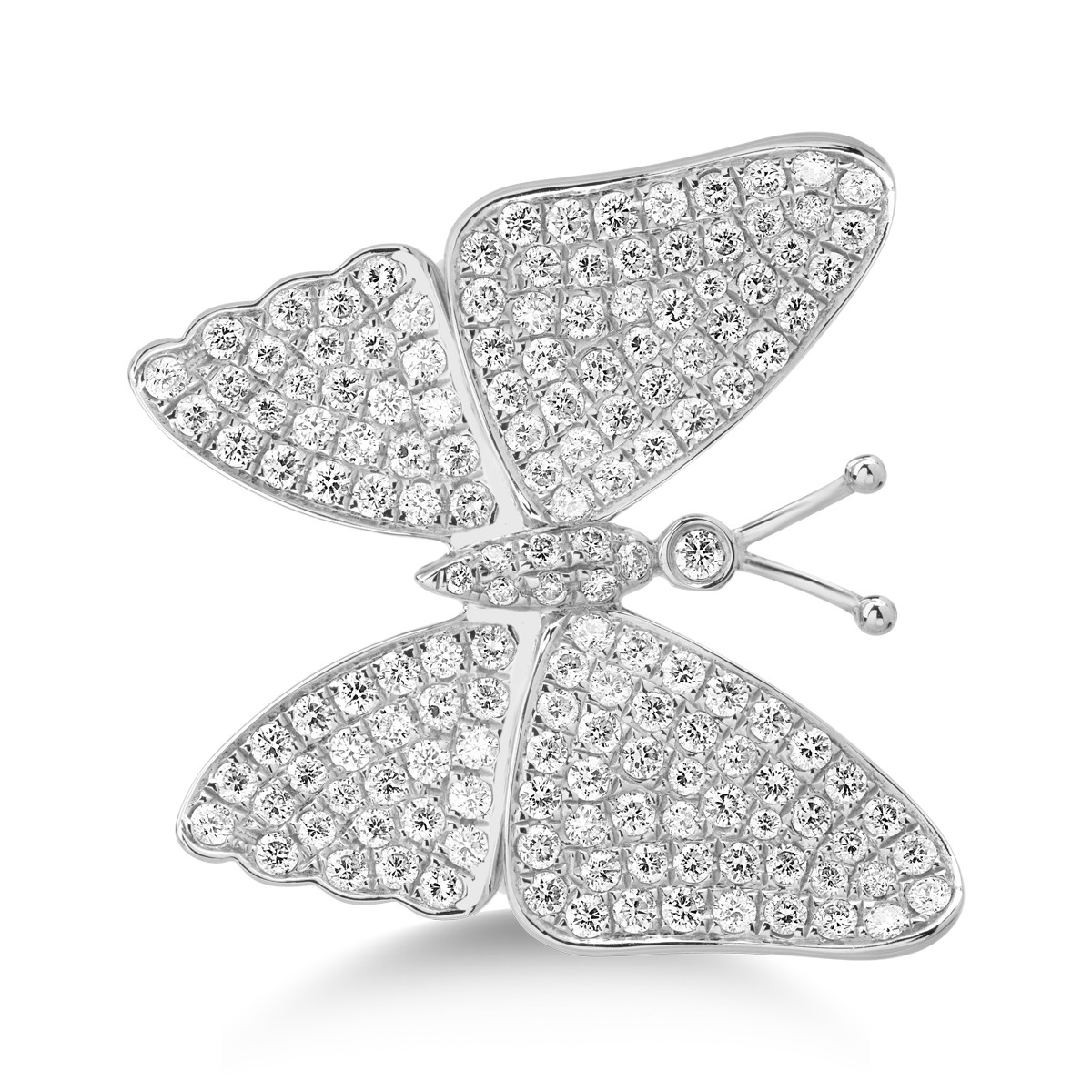 Пръстен с пеперуда от 18K бяло злато с 1,4 карата диаманти