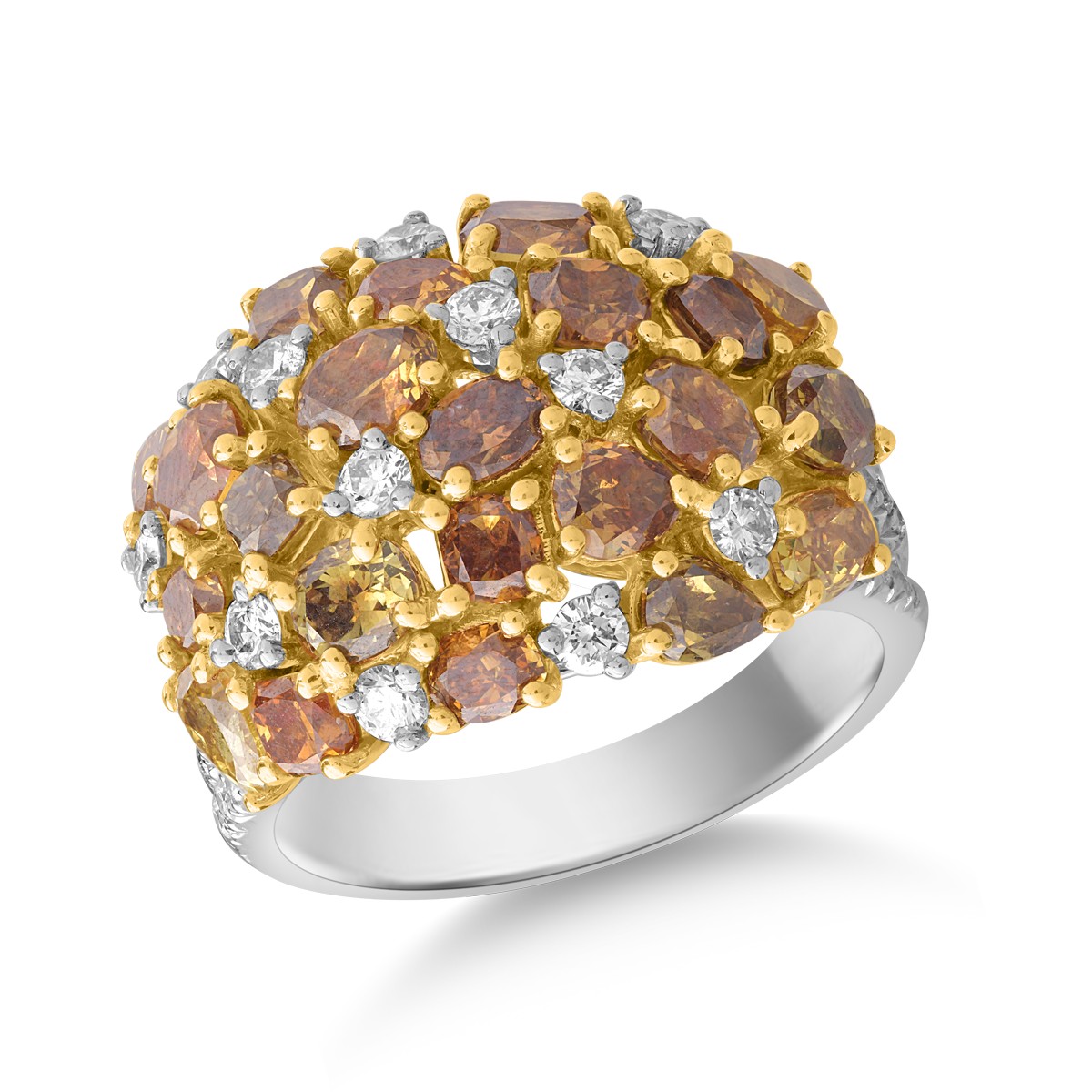 Inel din aur alb de 18K cu fancy diamonds de 4.26 si diamante transparente de 0.65ct