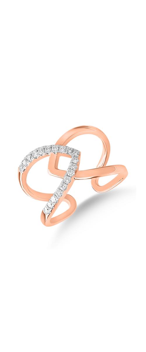 18k rózsaszín arany gyűrű gyémántokkal 0.2ct
