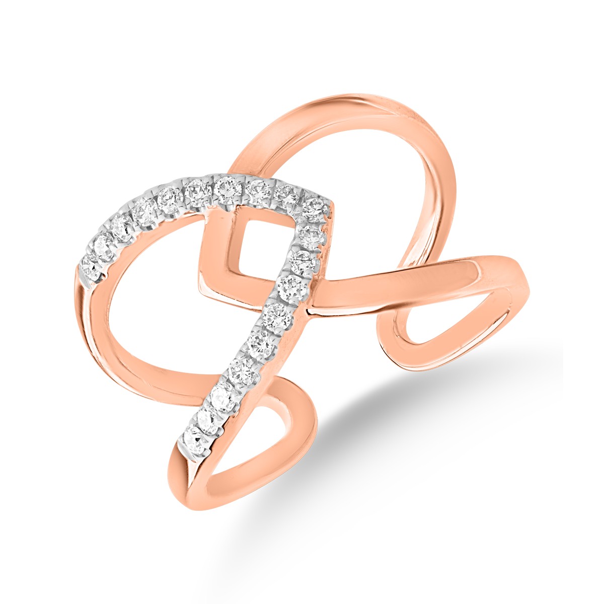 18k rózsaszín arany gyűrű gyémántokkal 0.2ct