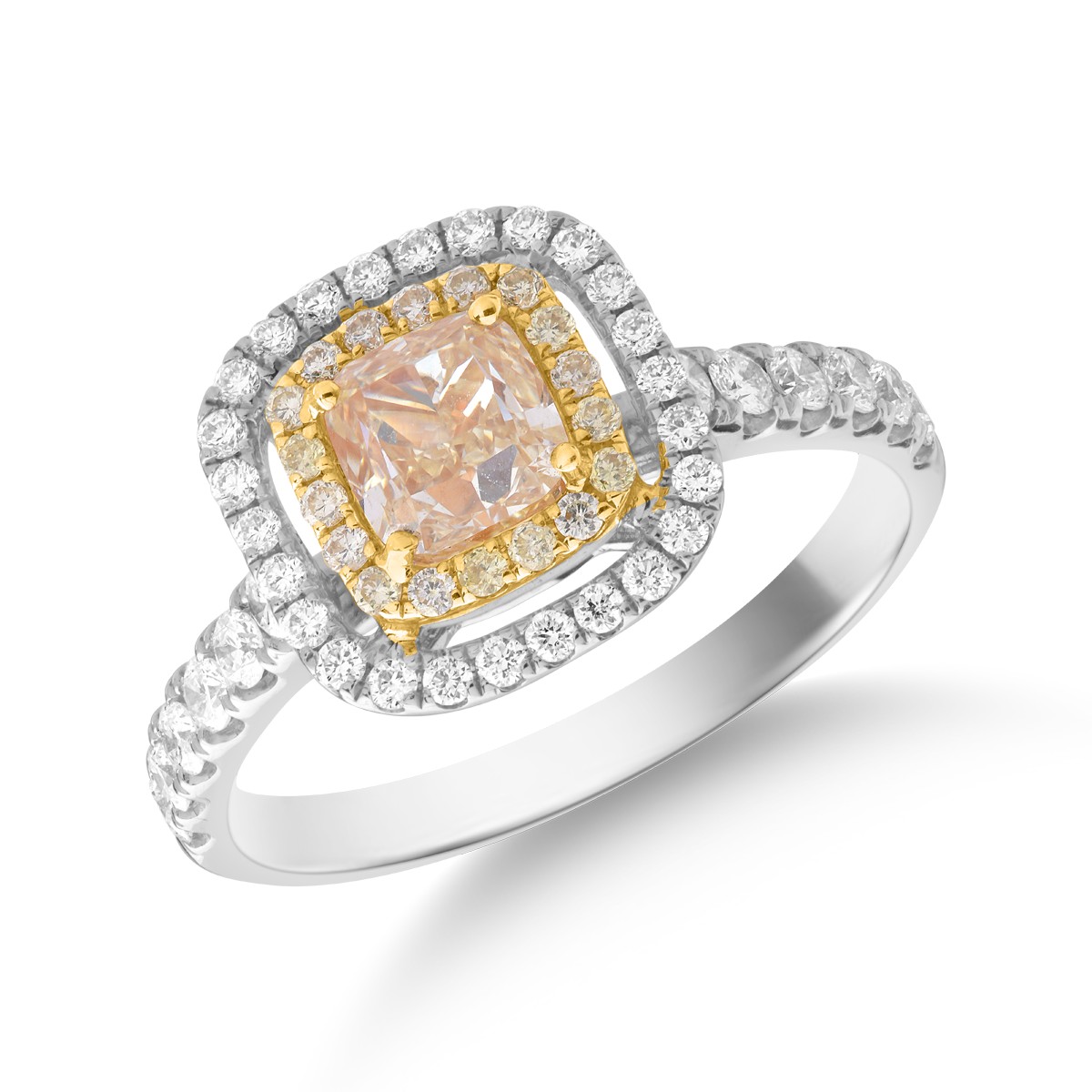 Inel din aur alb de 18K cu fancy diamonds de 1.12ct si diamante de 0.34ct