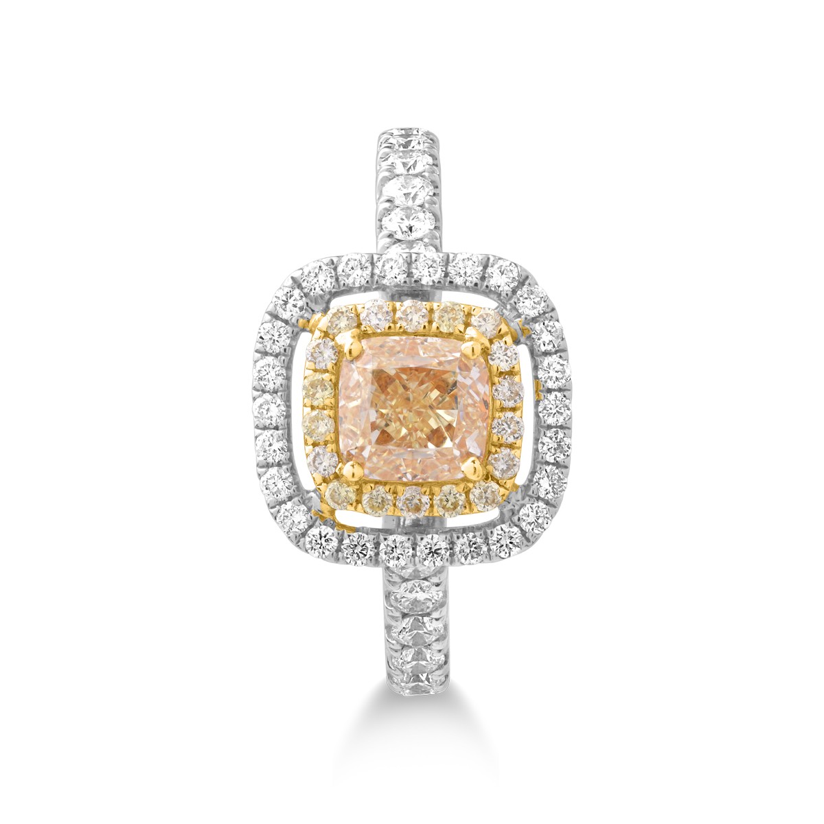 Pierścionek z 18K białego złota, fancy diamonds 1.12kr i diamenty 0.34kr