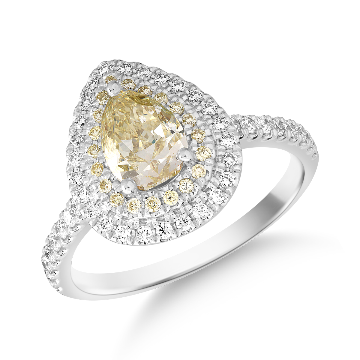 Inel din aur alb de 18K cu fancy diamond de 1.12ct si diamante transparente de 0.33ct 0.33ct