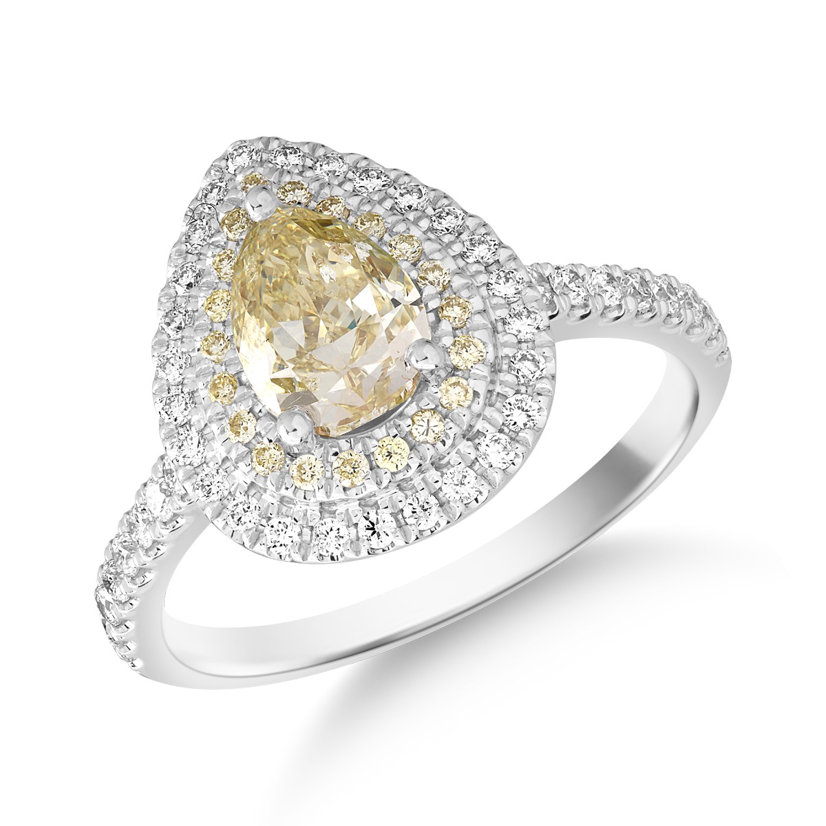 18K бял златен пръстен с фантазия диаманти от 1.12ct и диаманти от 0.33ct
