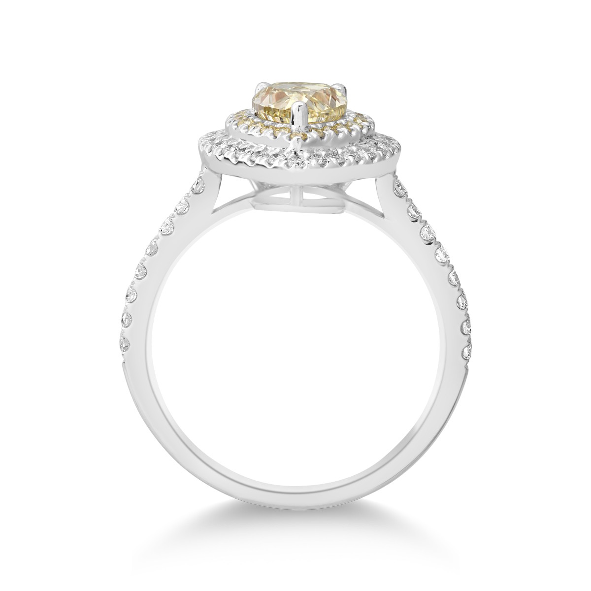Inel din aur alb de 18K cu fancy diamond de 1.12ct si diamante transparente de 0.33ct