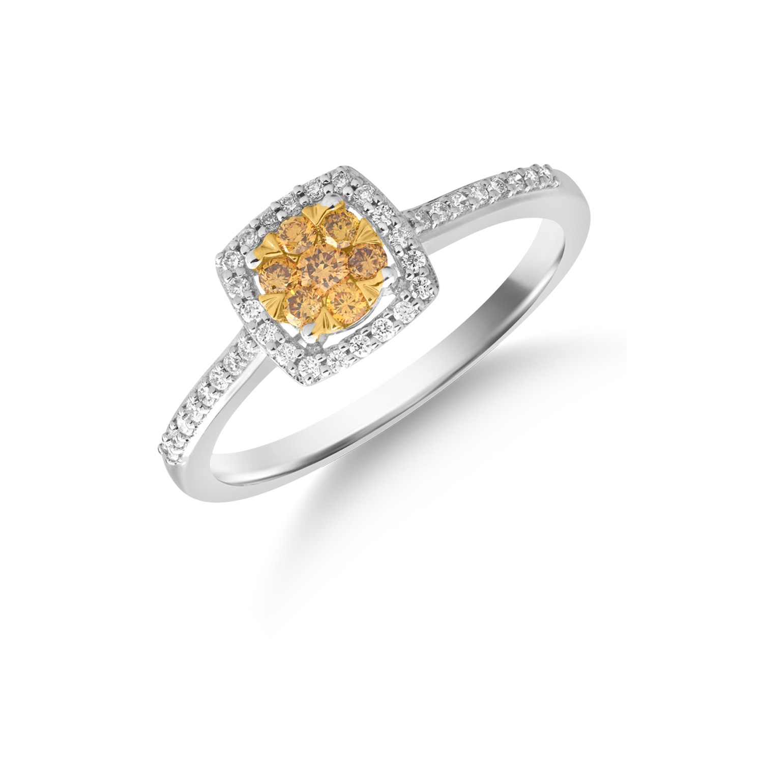 14K sárga-fehér arany gyűrű 0.29ct gyémántokkal