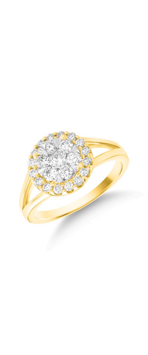 18 karátos sárga arany gyűrű 0.5 karátos gyémántokkal