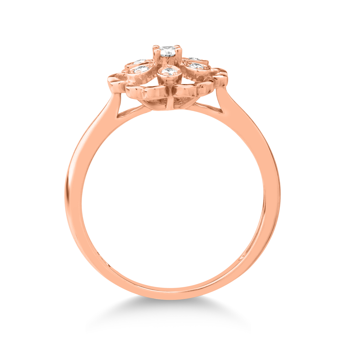 Poze Inel din aur roz de 18K cu diamante de 0.11ct