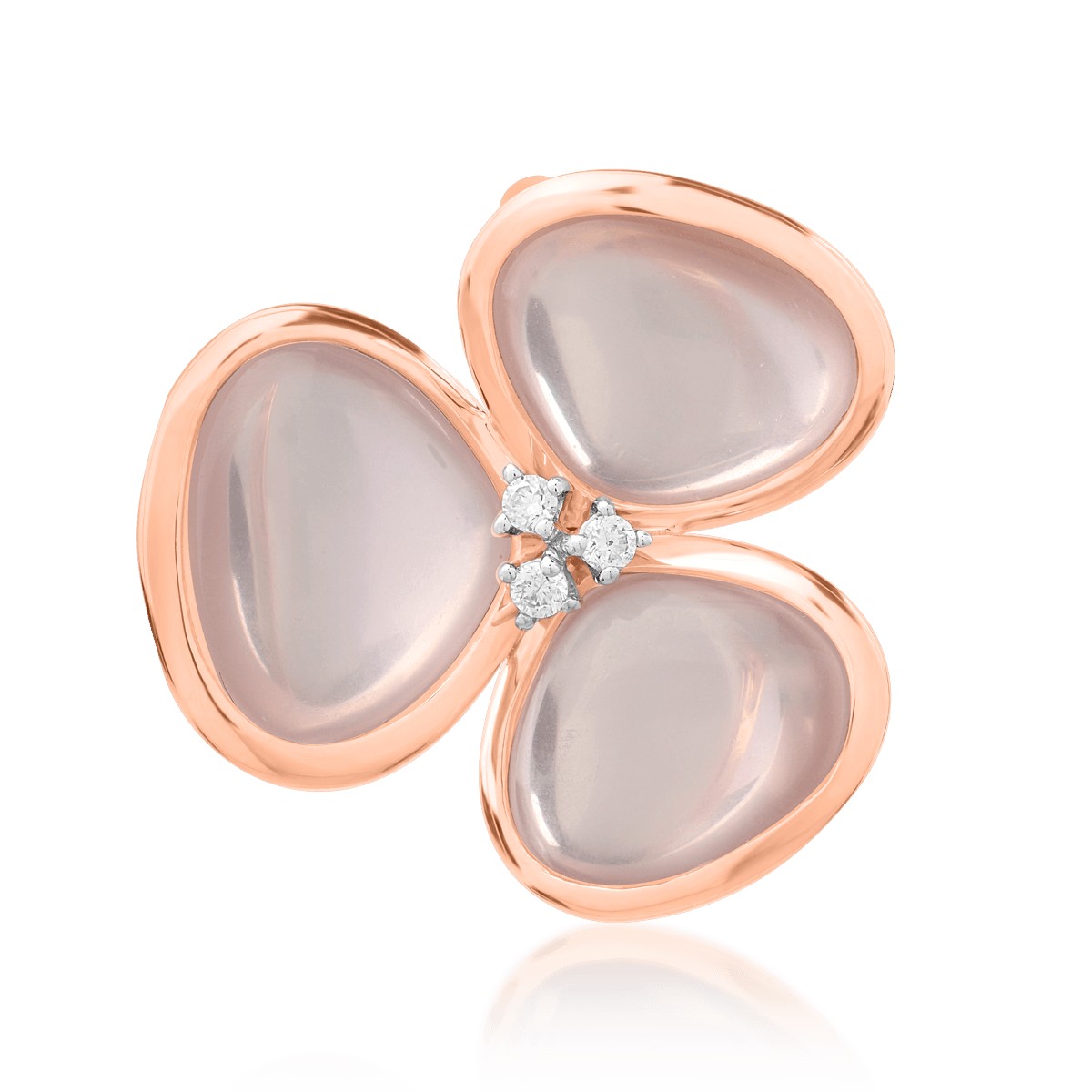 Gyűrű 18K-os rózsaszín aranyból 7.16ct rózsa kvarccal és 0.04ct gyémánttal
