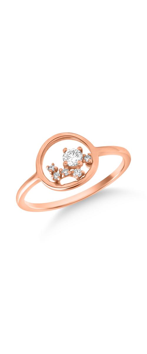 18K rose gold ring with 0.137ct diamonds