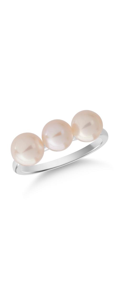 14K white gold ring with 3ct cultured pearls