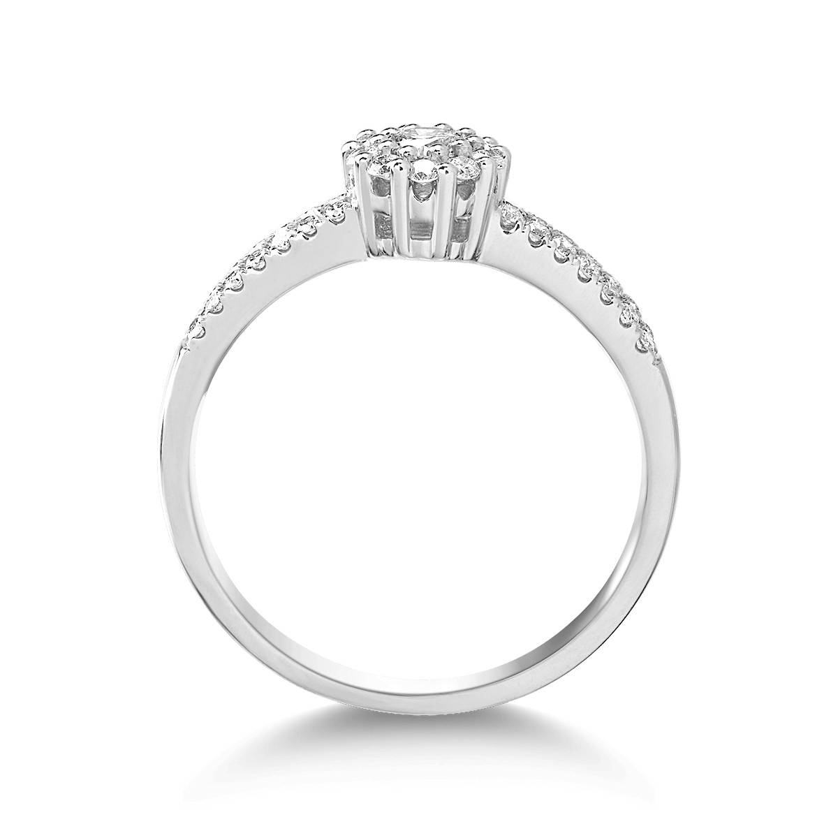 14K white gold ring with 0.09ct diamond and 0.21ct diamonds