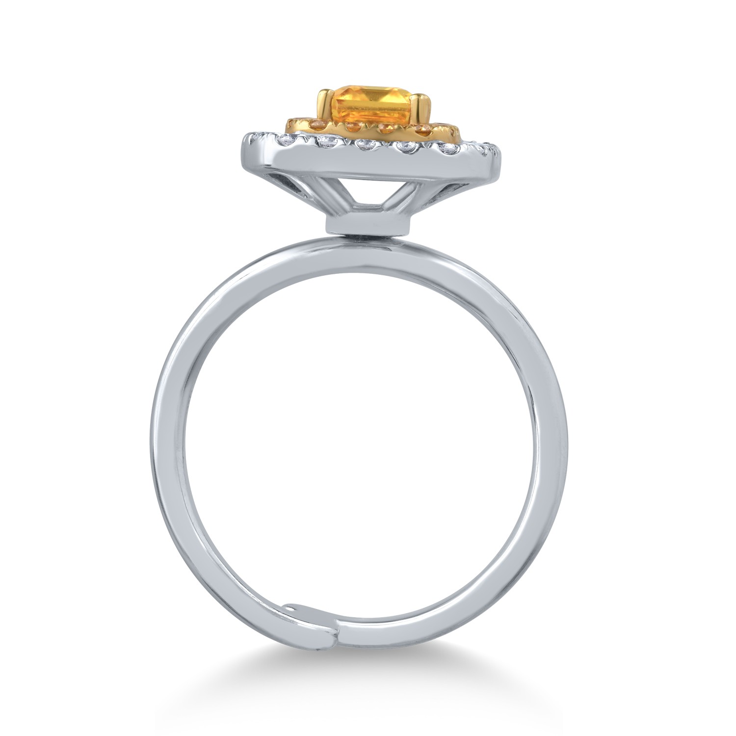 18K white gold ring with 1.4ct yellow sapphire and 0.54ct diamonds