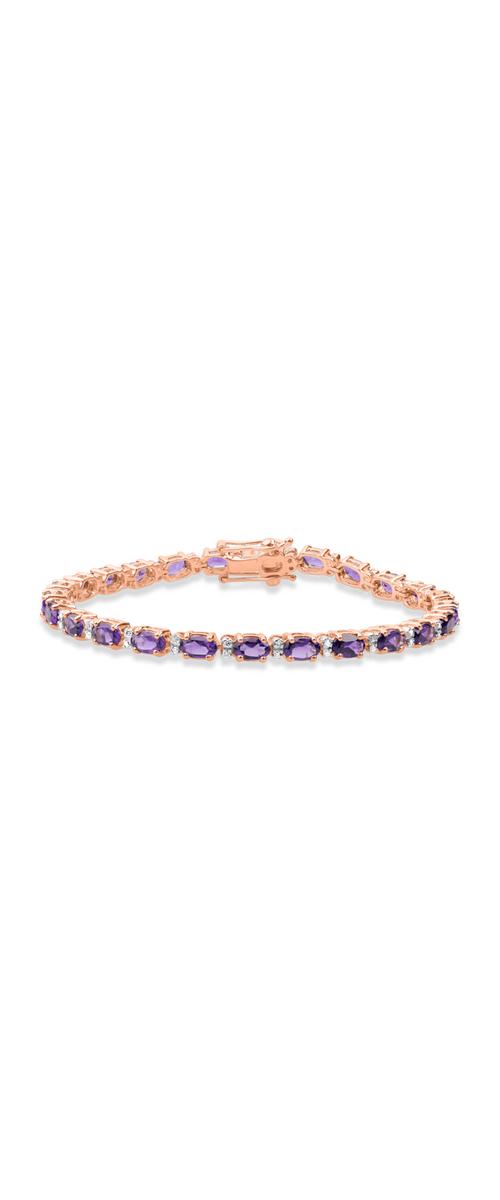 18K rose gold tennis bracelet with 4.97ct amethysts and 0.25ct diamonds